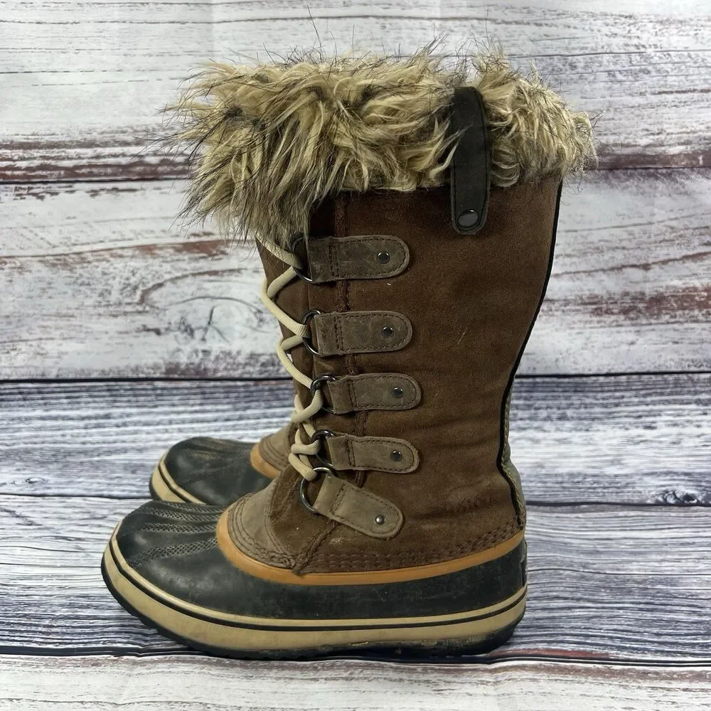Sorel Joan Of Arctic Waterproof Brown Suede Tall Snow Boots Shoes Women’s Size 7